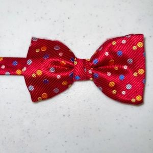Red Bow Tie w/Colorful Polka Dots
